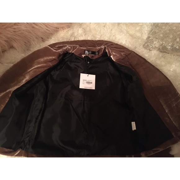 Velvet Biker Jacket in Taupe - Picture 3 of 3